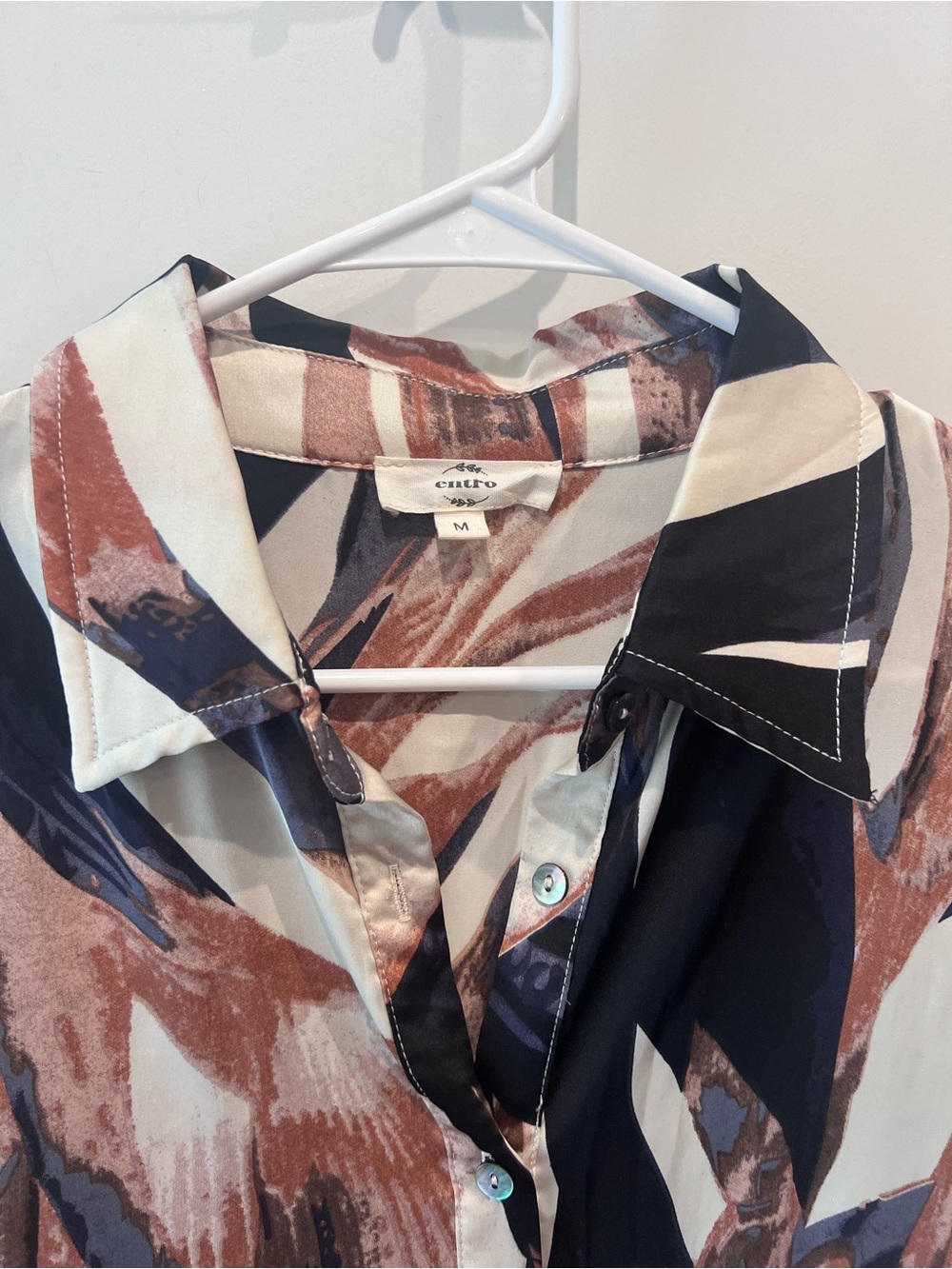 Entro Abstract Brushstroke Button-Down Dress Size Medium - Picture 3 of 16